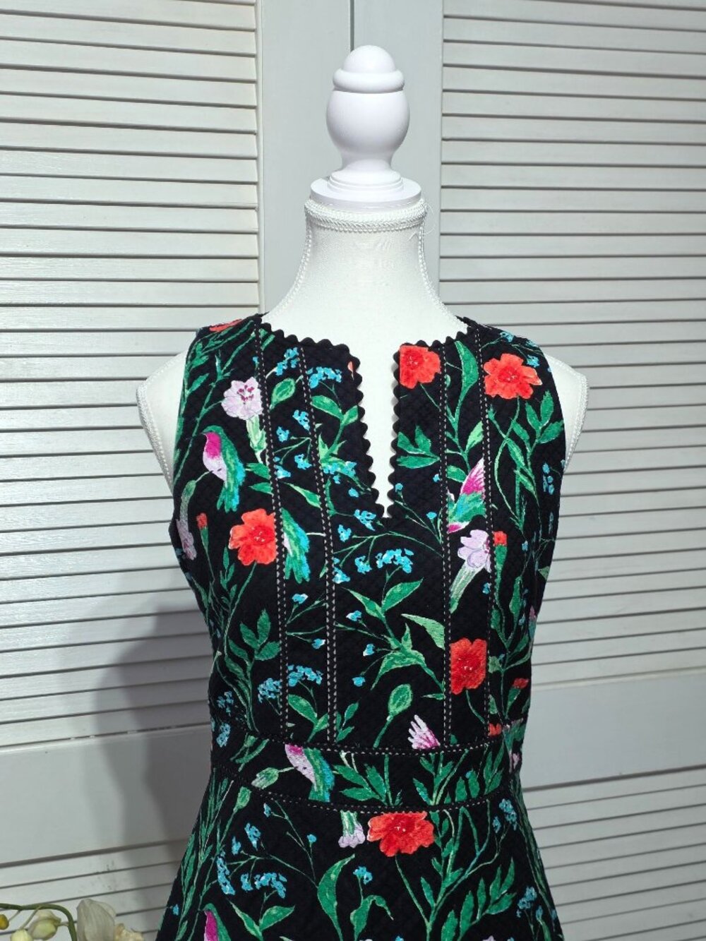 Kate Spade NY Women's Black Floral Jardin Tile Jacquard Mini Dress Size 4 3867 - Picture 12 of 16